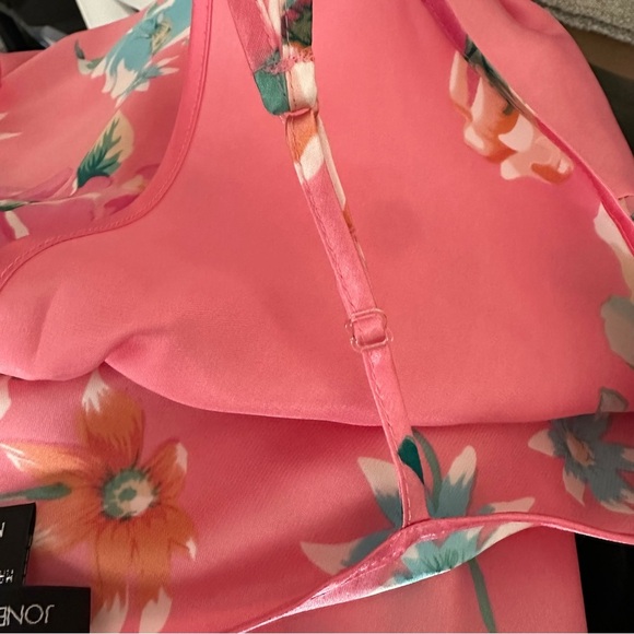 JONES NEW YORK Fuschia Floral Satin Slip Dress Lingerie Gown Vintage Inspired M - Picture 14 of 15